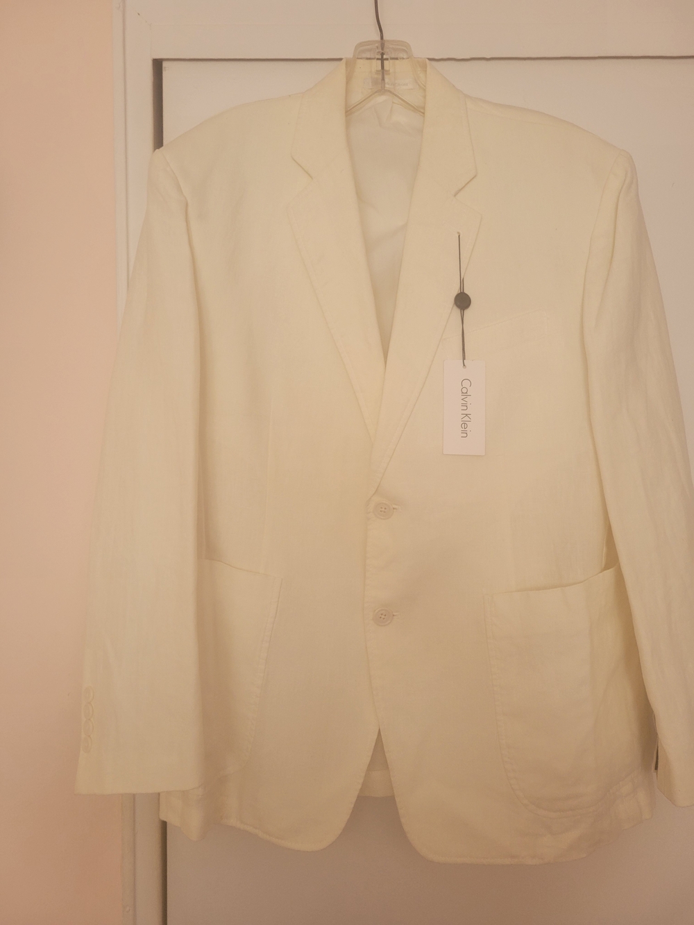Calvin Klein Men's Off-white Single-Breasted Blazer